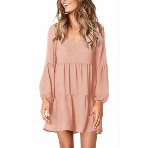NEW Tunic V Neck Casual Loose Flowy Swing Shift Dress M